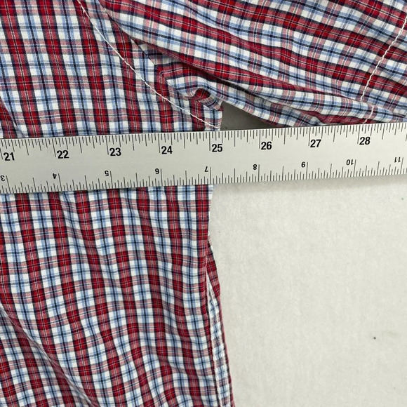 Tommy Hilfiger Button-Down Shirt Men's Sz XXL Red Blue Plaid Collared Pocket - Picture 3 of 10